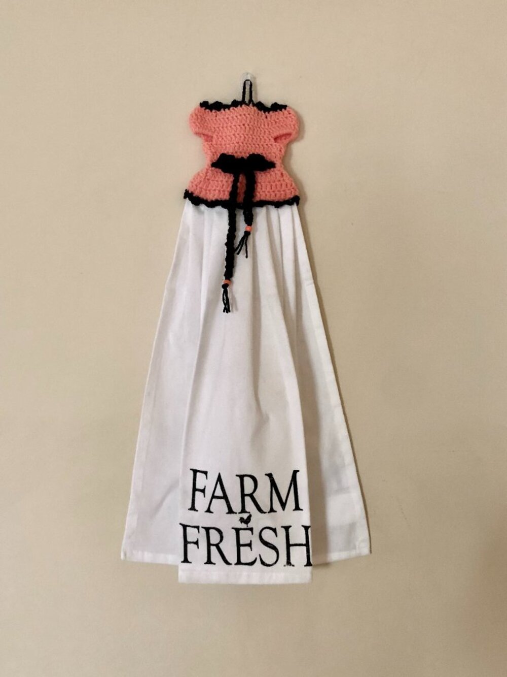 Crochet Farm Fresh Dress Towel, Crochet Hanging Tea Towel